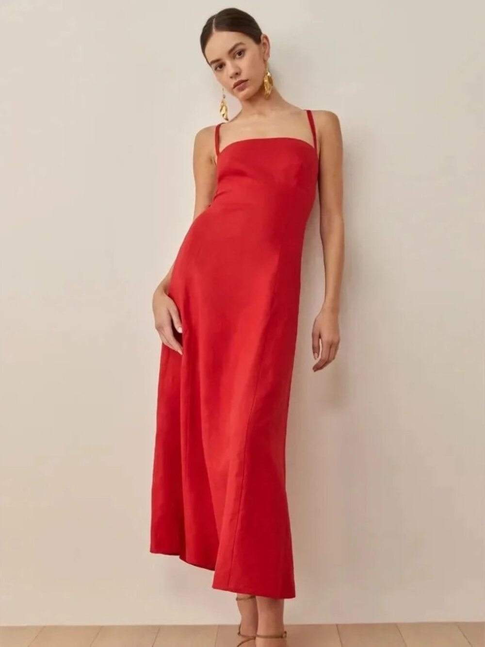 Reformation linen red dress size 4